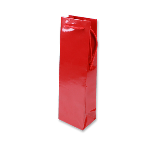 Weinbeutel aus Papier - Geschenkbeutel 120 mm x 400 mm Rot glänzend